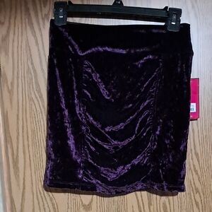 Candie's Deep Purple Velvet Ruched Mini Skirt